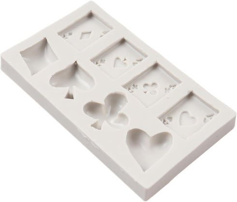 Poker Silicone Molds, Playing Cards Hearts Diamonds Spades Clubs Fondant Mold for Cake Decoration