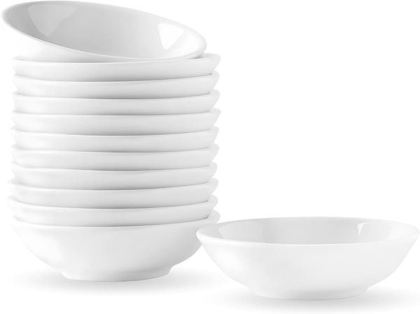 UIBFCWN 12 Pack Sauce Dish Dipping Bowls, 1.2 Oz Ceramic Soy Sauce Dishes, White Dipping Bowls for Condiments