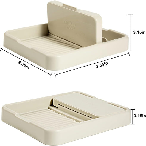 2 Pack Spoon Rest with Pot Lid Holder for Kitchen Counter, Neat & Drip-Free Spoon Holder, Beige