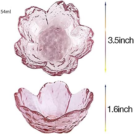 4pcs Glass Sakura Shape Small Seasoning Dishes Dipping Bowls Appetizer Plates,3.4inch by Mozacona