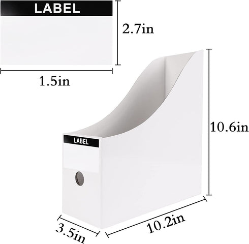 White Magazine Holder (2 Pack), Magazine File Storage Box for Home, Office, Desk, 10.6'' H x 10.2'' L x 3.5'' W