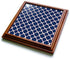 3dRose Quatrefoil Pattern Navy Blue & White Trivet with Ceramic Tile, 8 by 8", Brown Accent