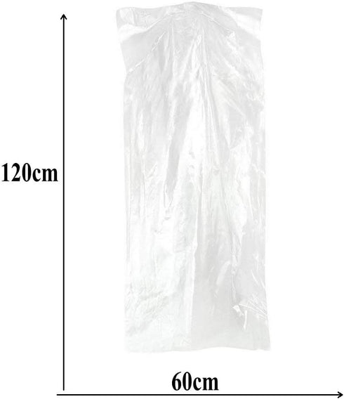 Transparent Garment Bag Pack of 50, Clothing Cover, Suit Bag, Gown and Dress Storage (60 × 120 cm)