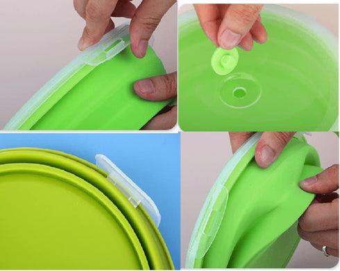 3Pack Collapsible Silicone Food Storage Containers with Lid, 40OZ Foldable Lunch Bowl, Dishwasher Safe