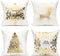 All Smiles Christmas Throw Pillow Covers - Set of 4 White Gold Velvet Cases for Winter Holiday Home D cor