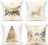 All Smiles Christmas Throw Pillow Covers - Set of 4 White Gold Velvet Cases for Winter Holiday Home D cor