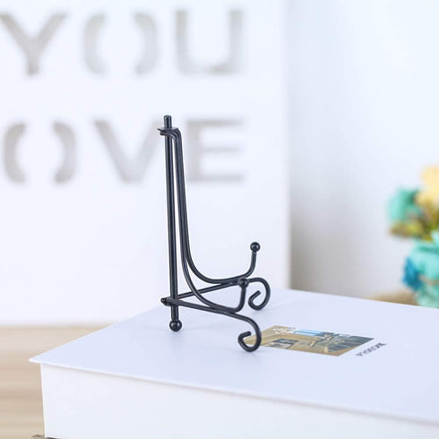 (4 Pack) Black Iron Display Stand - Iron Easel Plate Display Photo Holder for Picture Frames, Decorative Plates, 4 Inch