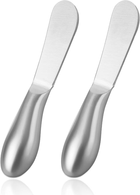 2 Pcs Stainless Steel Butter Knife Set, Little Cheese Spreader Knives for Condiments, Charcuterie Board