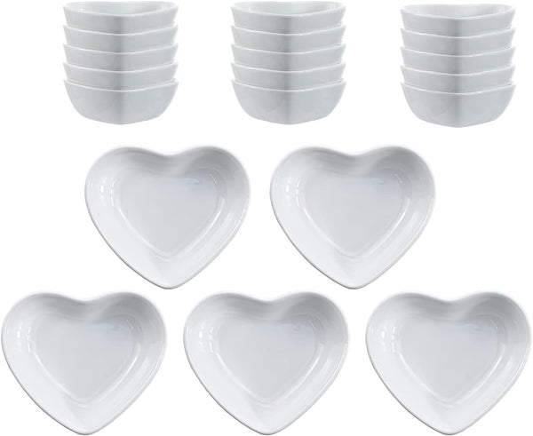 Heart-shaped Multipurpose Ceramic Sauce Dish Seasoning Dishes Sushi Dipping Bowl Appetizer Plates Serving Dish Saucers Bowl(Set of 20) by SOCOSY