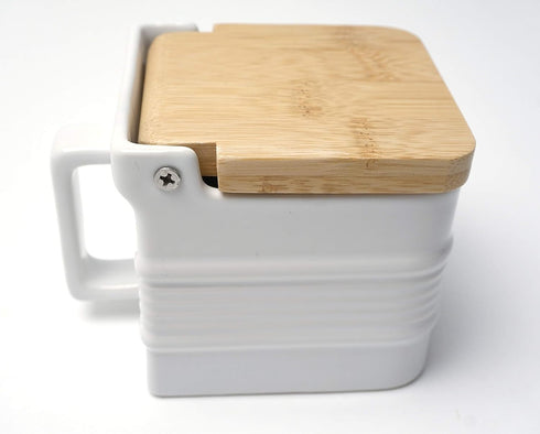 4.5x3.25x3.5" RSVP International White Stoneware Kitchen Collection, Salt Box