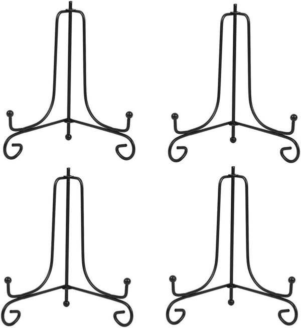 (4 Pack) 8" Black Iron Easel Display Stand for Photo Holder, Cookbooks, Plates, Tablets, Art