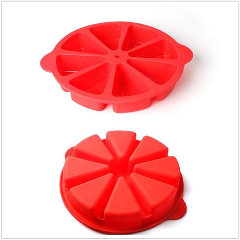 Scone Pan Silicone Triangle Cake Mold, Nonstick Cornbread Pan, 8 Cavity for Brownies, Muffins, Cupcakes (Red)