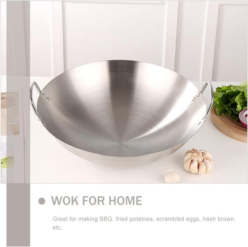 DOITOOL Stainless Steel Wok, 11 Inch Non-Stick Frying Pan, Dual Handle Kitchen Cookware