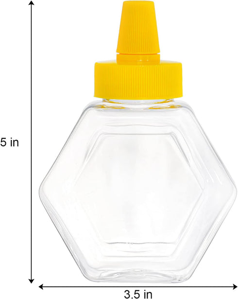 16 Pack 7 Oz Elsjoy Plastic Honey Bottle Jars, Squeeze Bottles Empty Jars with Spout, Refillable Condiment Bottles