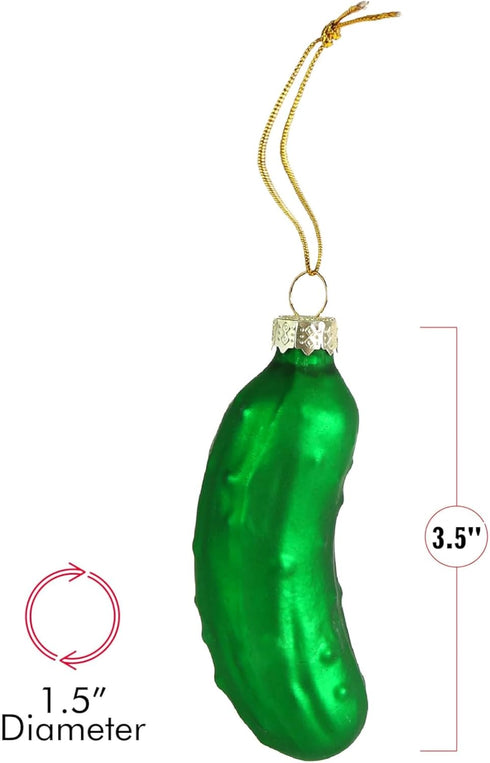 Ornativity Christmas Pickle Tree Ornament - Traditional Glass Blown Green Pickles, Pack of 4