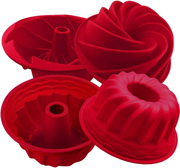 IELEK Silicone Fulted Pan Cake Nonstick Molds - Tube for Baking Cake, Jello, Gelatin, Bread