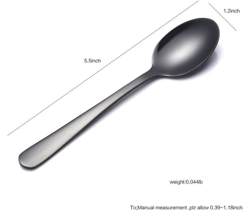 Buyer Star 12 Pieces Black Teaspoons 5.5-Inch Mini Coffee Spoons Stainless Steel Sugar Demitasse Espresso Spoons
