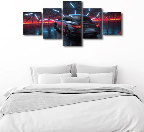 TUMOVO Sports Car Painting Posters, Black Car Canvas Prints for Living Room, Office Wall Art, Framed Ready to Hang