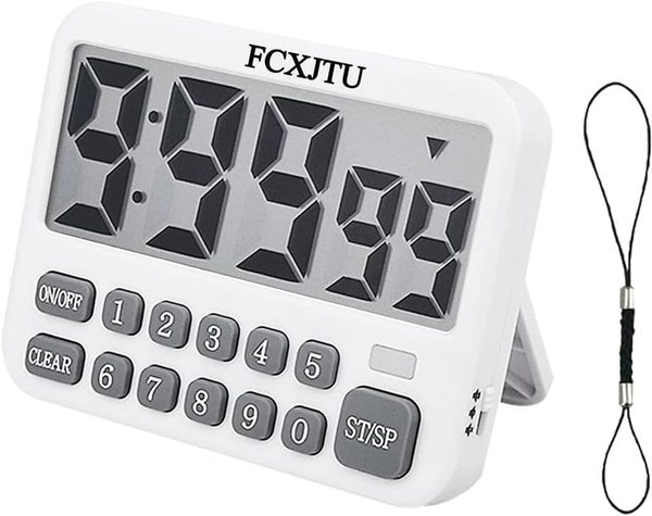 FCXJTU Digital Kitchen Timer, Large Display Countdown Timer with Loud Alarm, Magnetic Back Stand