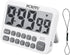 FCXJTU Digital Kitchen Timer, Large Display Countdown Timer with Loud Alarm, Magnetic Back Stand