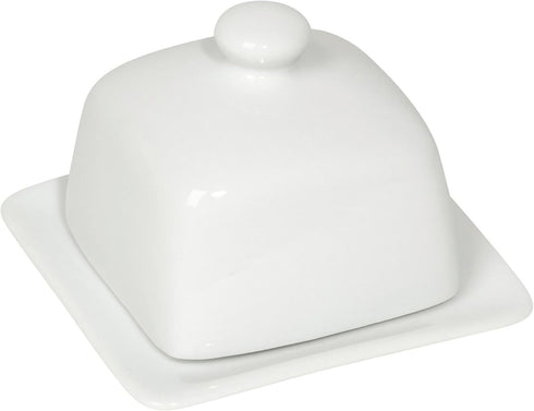 Now Designs White Stoneware Square Butter Dish with Lid, 4.5 x 4.5 in