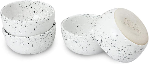 roro Exquisite Handmade Ceramic Stoneware Sauce Bowls, Set of 4, Speckled White, Microwave-Safe, Dishwasher-Safe