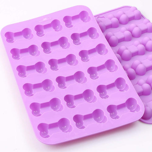 Bone Shaped Silicone Molds, 18 Cavity Food Grade for Chocolate, Candy, Cake, Pudding, Jelly, Dog Treats (4 Pcs)