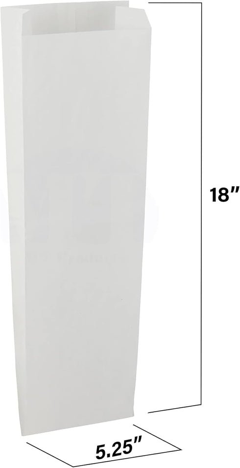 5.25" 3.25" 18" (Pack 50) MT Products White Paper Bread Bags for Homemade Bread - x x of - Made in USA