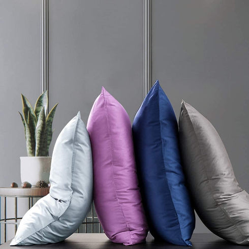 2 Pack Zipped Satin Pillowcases for Hair and Skin, Silky Soft (20"x30"), Dark Grey