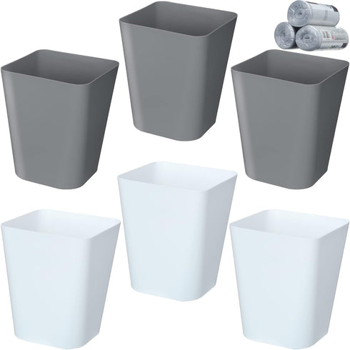 Eccliy 6 Pack 1.6 Gallons Trash Can Small Bathroom Plastic Trash Can