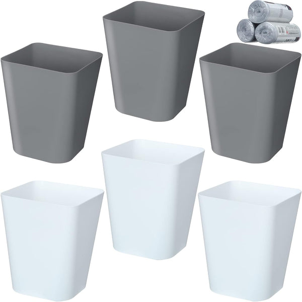 Eccliy 6 Pack 1.6 Gallons Trash Can Small Bathroom Plastic Trash Can