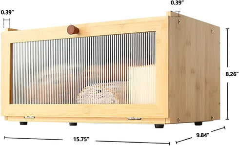 Counter-Large ETMI Bamboo Bread Box for Kitchen Capacity Bread Storage Container Farmhouse Bread Box with Window Bread