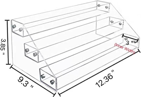 PMMASTO Countertop, 3 Widen Tiered Spice Rack, Seasoning Organizer, Clear Acrylic Vertical Shelves Can Organizer