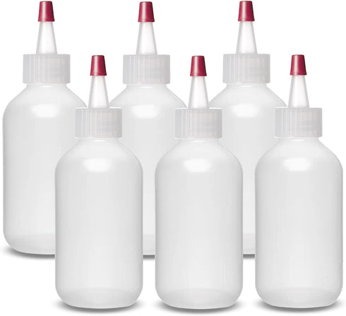 ljdeals 2 oz Plastic Squeeze Bottles with Yorker Caps, Pack of 6, BPA Free, for Condiments, Craft, Hair Color