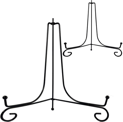 2PCS Premium Black Iron Plate Stands for Display 10 Inch, Decorative Solid Metal Holders for Mini Easel, Frame, Bowl