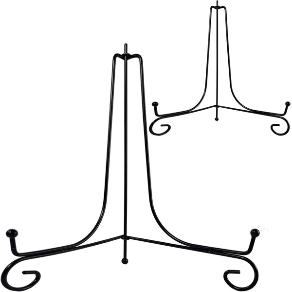 2PCS Premium Black Iron Plate Stands for Display 10 Inch, Decorative Solid Metal Holders for Mini Easel, Frame, Bowl