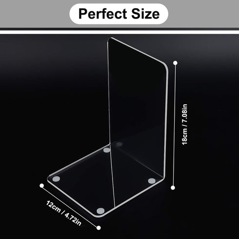 MerryNine Clear Book Ends 4pcs, Acrylic Decorative Bookends for Heavy Duty Books, Bookshelf Dividers