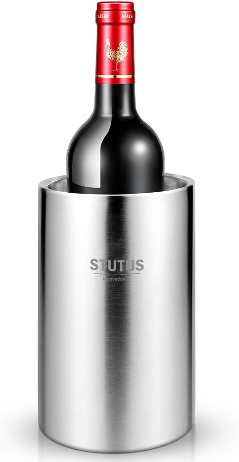 STUTUS Stainless Steel Double Wall Wine Chiller Bucket, Insulated Champagne Beer Ice Bucket