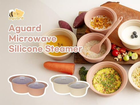 MOMOBIN Microwave Silicone Steamer for Baby Food - Dishwasher Safe, Easy Clean, Korea Made (Terracotta Rose, 18.6oz)