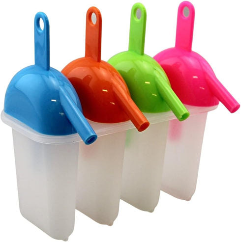 Ice Lolly Popsicle Molds with Straw 4 Pack BPA Free Freezer Pop