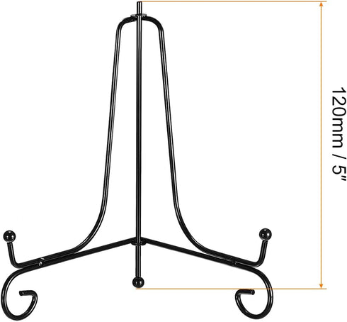 uxcell Plate Stand for Display, 5 Inch 2Pcs Iron Decorative Plate Holder Metal Easel Folding Display Stand for Photo Picture Frame, Black