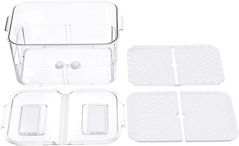 SANNO Vegetable Fruit Storage Containers - Stackable Produce Saver with Lids and Vents for Fresh Produce in Refrigerator