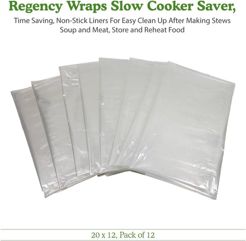 Regency Wraps Slow Cooker Saver - Non-Stick Liners for Easy Clean Up, 20 x 12, Pack of 12