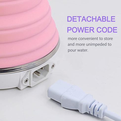 Upgrade Travel Kettle, ShineMe Food Grade Silicone Dual Voltage 110-220V Ultrathin Portable Electric Water Kettle with