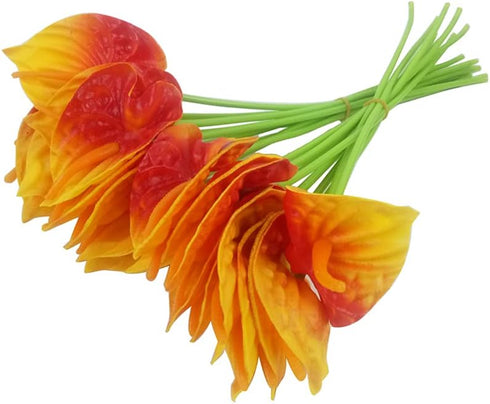 20Pcs Artificial Anthurium Flowers, Real Touch Fake Flower for Home Decor Floral Arrangements Bouquets (Red, Sunset Red)