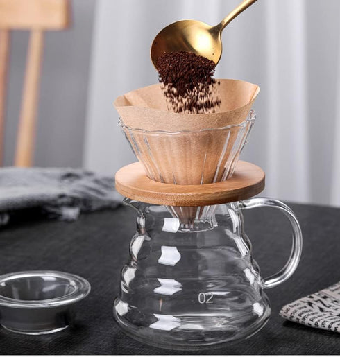 Pour Over Coffee Maker, 20 OZ / 600ML Coffee Server with Glass Dripper, Stylish 2 IN 1 Kit for Home or Office