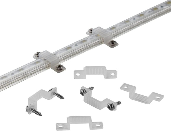 100 Pack LED Rope Light Mounting Brackets, Outdoor Rope Light Fixing Clips for 14-15mm Width Rigid Rope Light Holder
