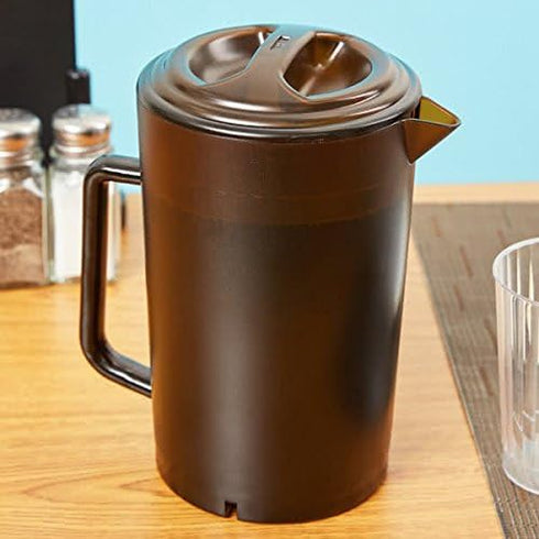 G.E.T. P-3064-1-A-EC BPA-Free Shatterproof Plastic Ice Tea Pitcher with Lid, 2 Quart, Amber