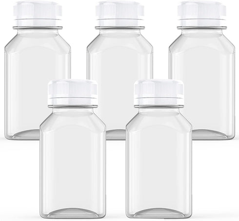 Axe Sickle 5 Pcs 8 Ounce Juice Bottles Plastic Milk Bottles with Tamper Evident Caps for Milk Juice Drinks Containers