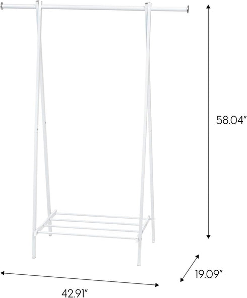 IRIS USA Freestanding Clothes Rack with Shelf, Easy to Assemble, White